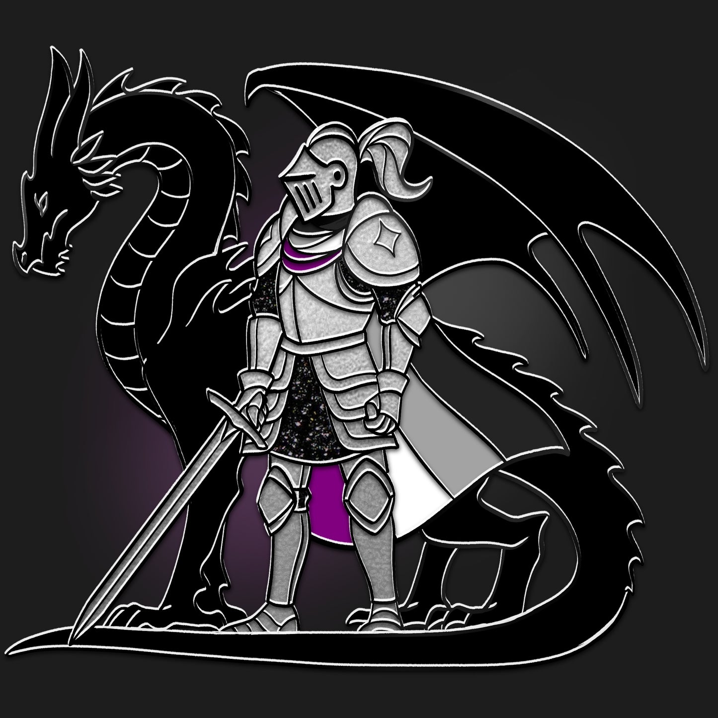 Dragon & Asexual Knight Pin