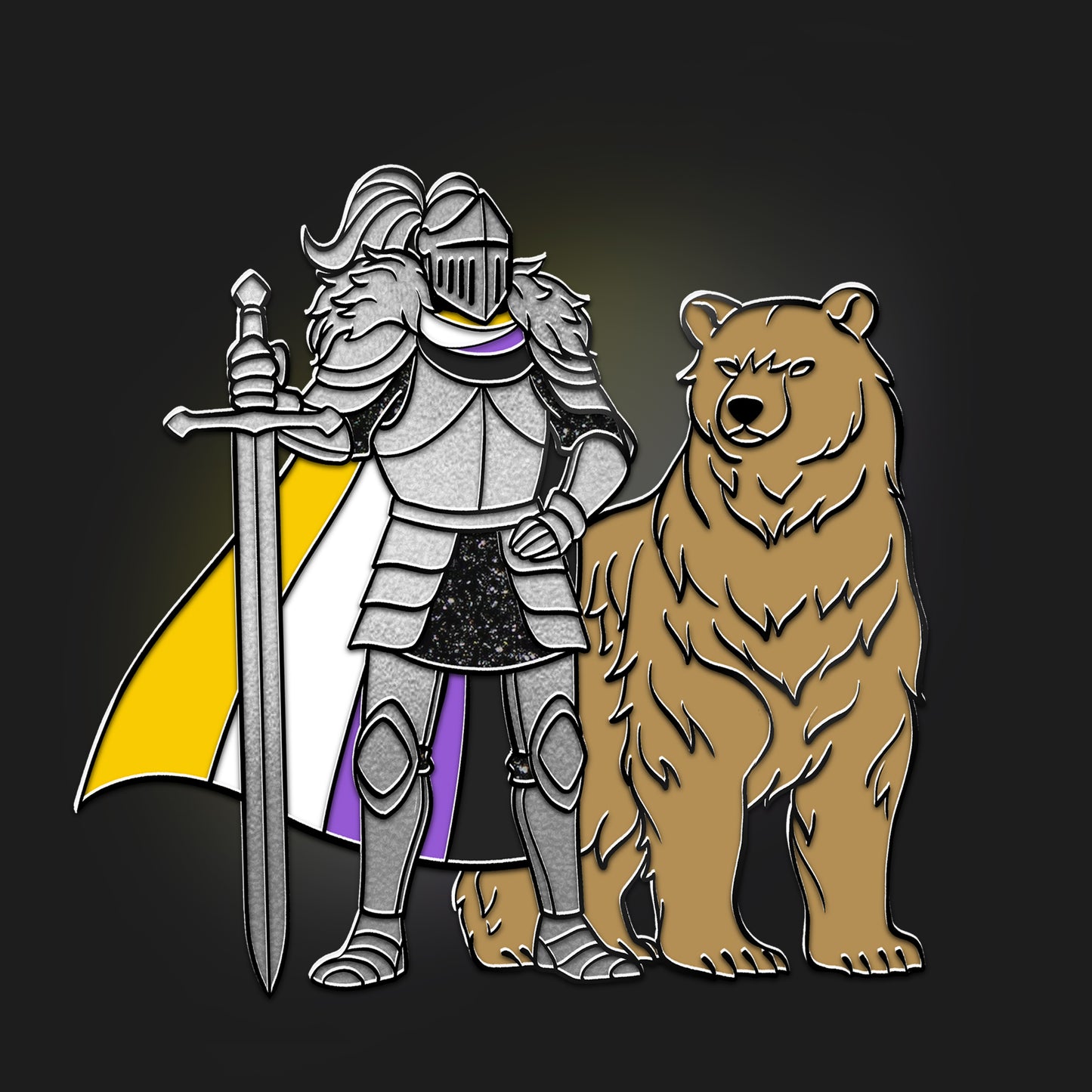 Bear & Non-binary Knight Pin
