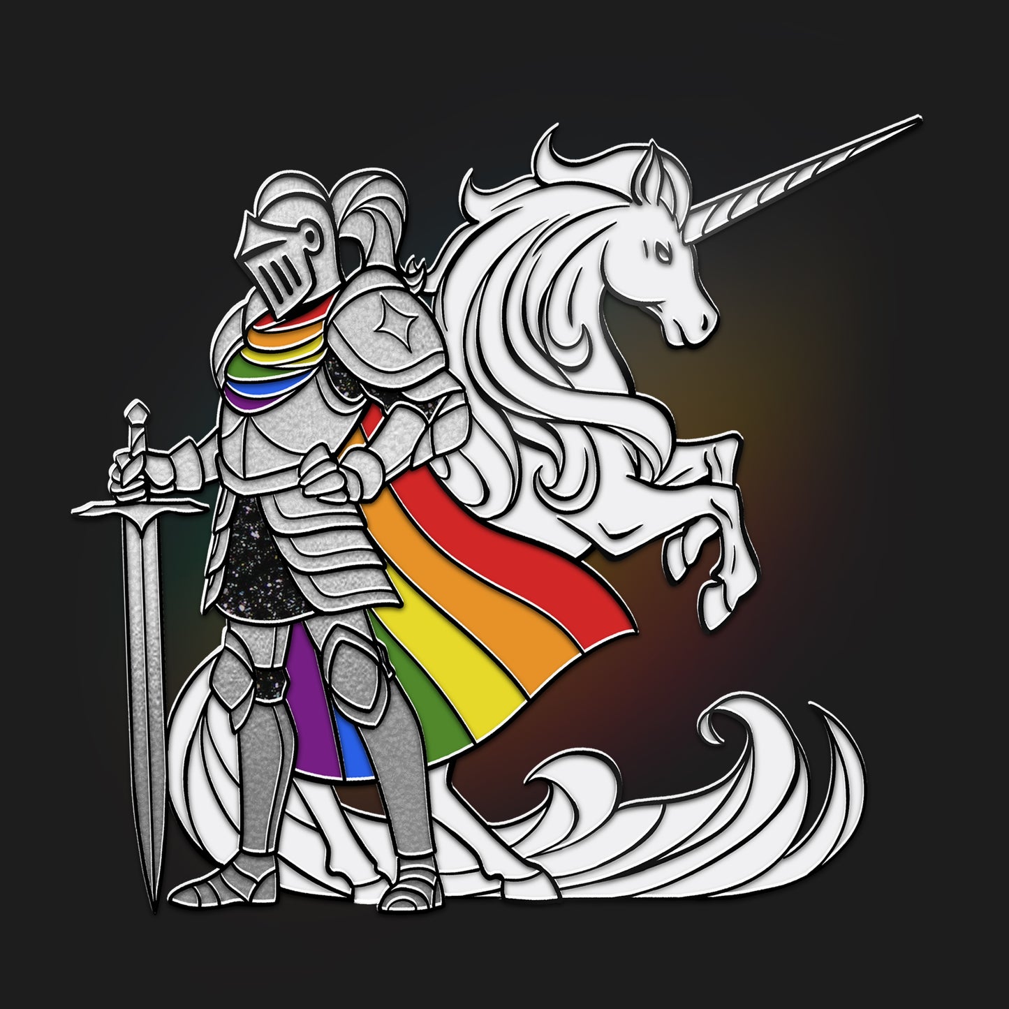 Unicorn & Rainbow Knight Pin