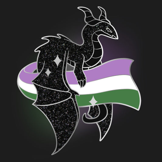 Genderqueer Dragon Pin