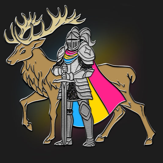 Deer & Pansexual Knight Pin