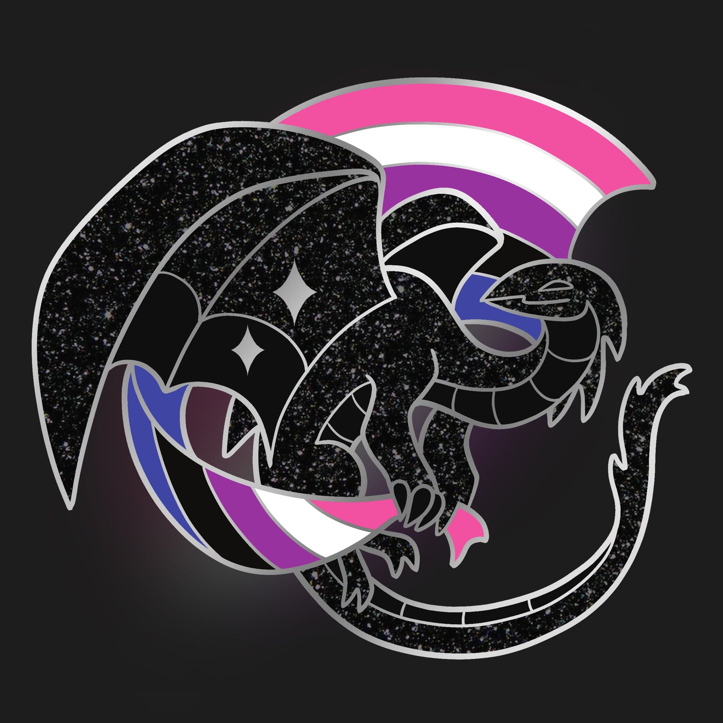 Genderfluid Dragon Pin